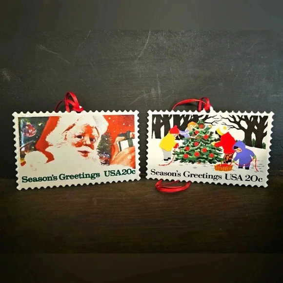 Hallmark Postage Stamp Christmas ornaments 1993 and 1994 - Picture 1 of 2